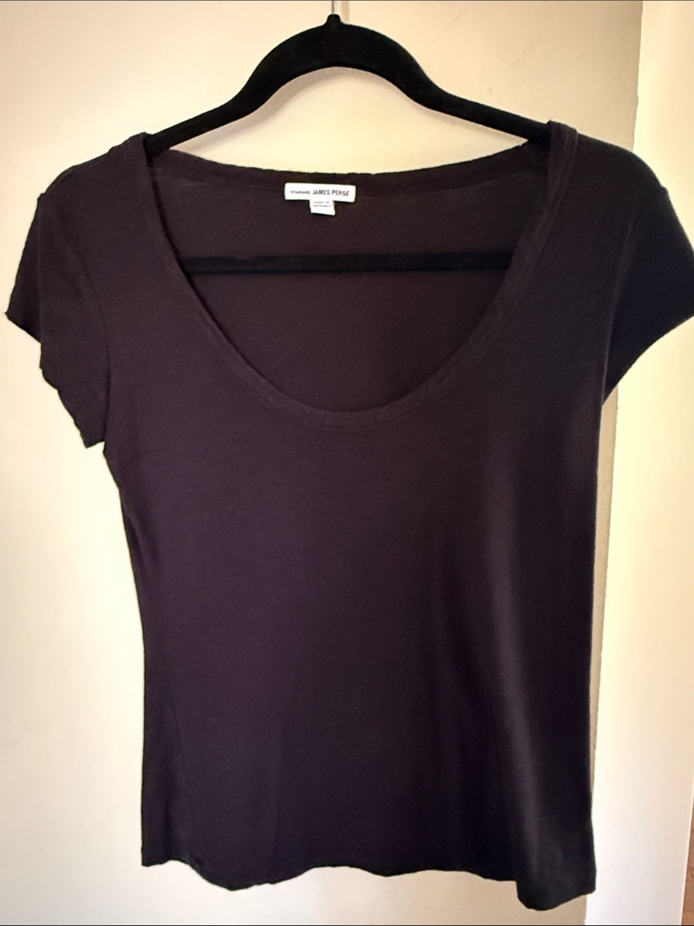 James Perse Scoop Neck Short Sleeve Tee - Black